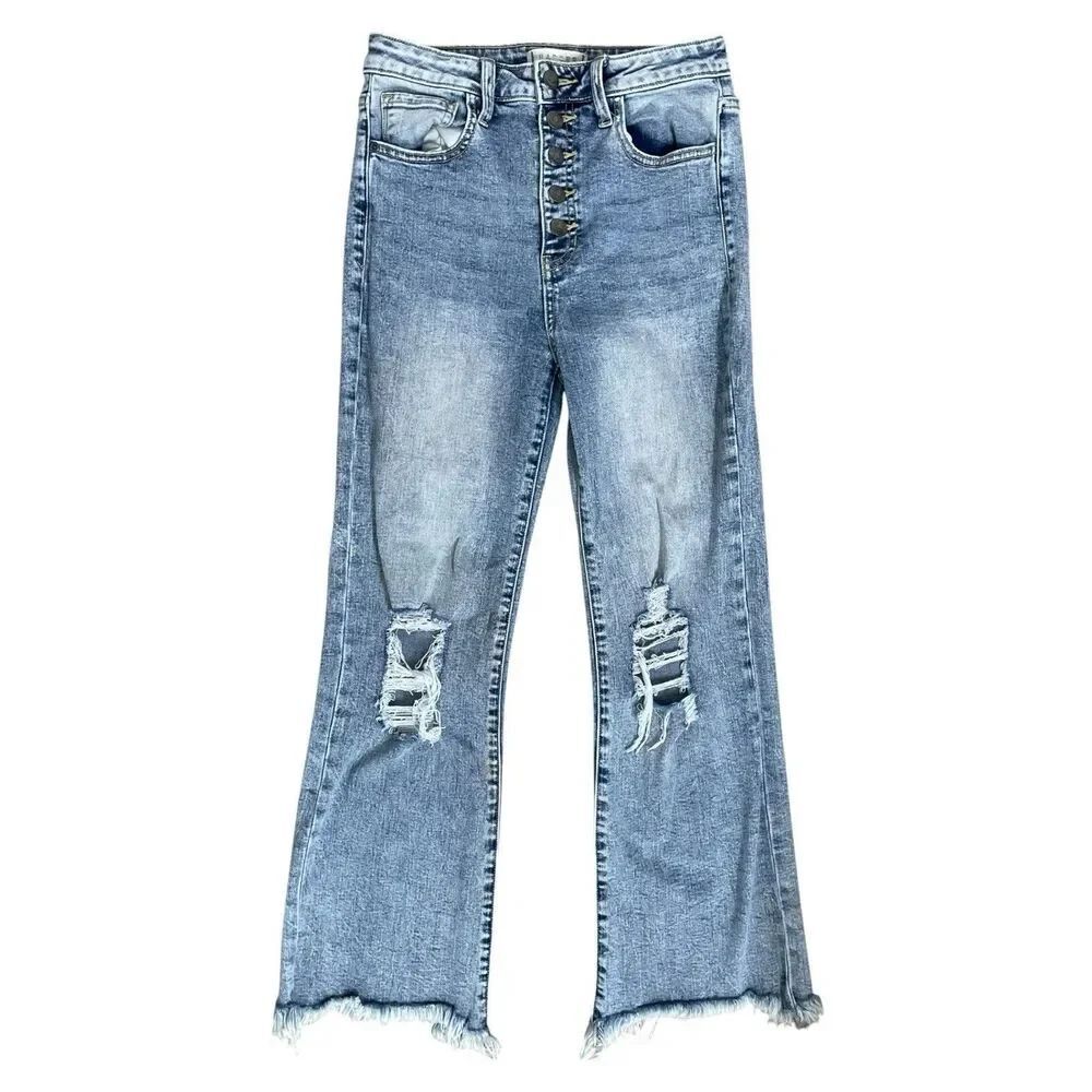 Harper Heritage High Rise Kick Crop Jeans Size 27 Distressed Raw Hem